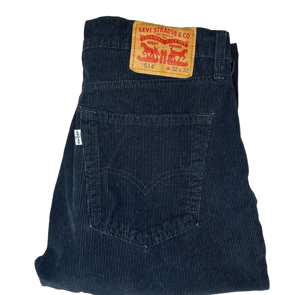 Levi's 514 Straight Corduroy Pants 32x32 Mens Navy Blue Stretch Cords